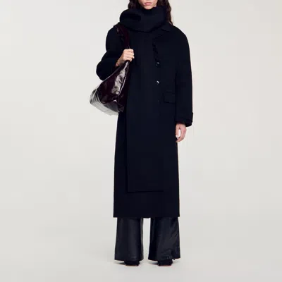 Sandro Oversized Wool Coat In Black