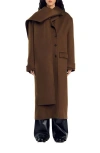 Sandro Double-breasted Wool Coat In Olive Green