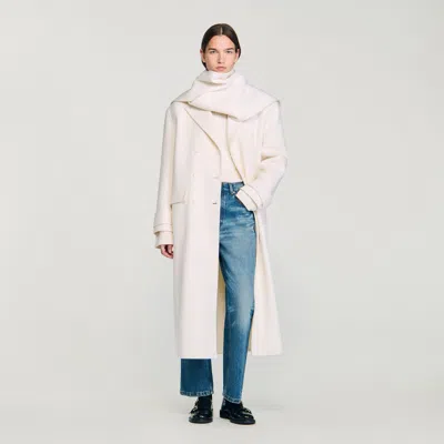 Sandro Oversized Wool Coat In White