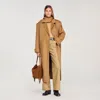 Sandro Oversized Wool Coat With Removable Scarf In Brown