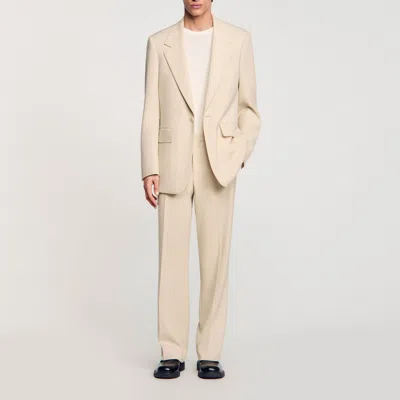 Sandro Oversized Wool Suit Jacket In Oats
