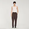 Sandro Oversized Wool Trousers In Brown