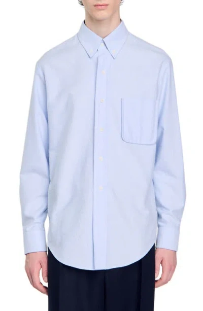 Sandro Oxford Flannel Shirt In Bleus