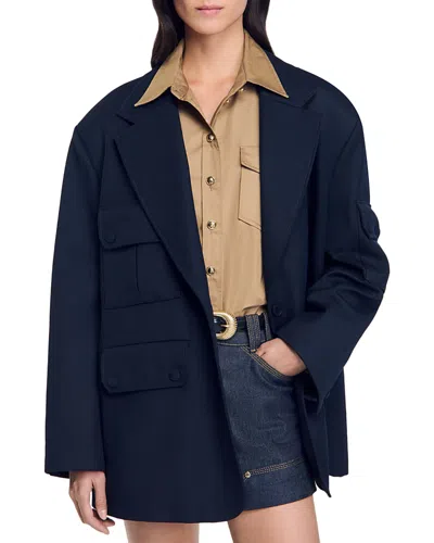 Sandro Pablo Blazer In Navy Blue