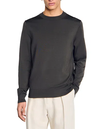 Sandro Pablo Crewneck Sweater In Dark Khaki
