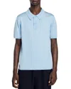 Sandro Man Polo Shirt Sky Blue Size L Linen In Blue Jean