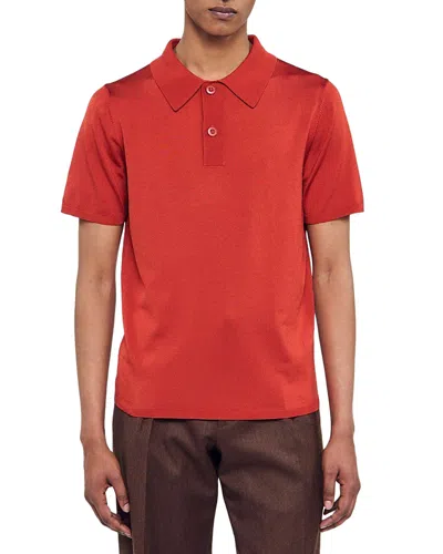 Sandro Pablo Slim Fit Knit Polo Shirt In Red