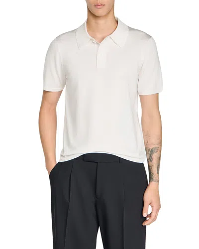 Sandro Pablo Slim Fit Knit Polo Shirt In White