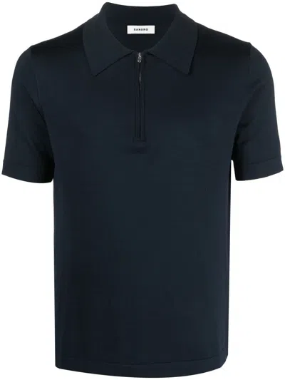 Sandro Pablo Zip-up Polo Shirt In Blue