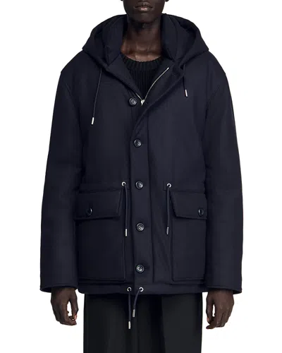 Sandro Padded Parka In Blue