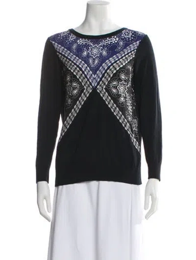 Pre-owned Sandro Paisley Print Crew Neck Top In Black