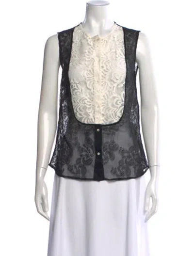 Pre-owned Sandro Paisley Print Crew Neck Top In Black