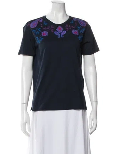 Pre-owned Sandro Paisley Print Crew Neck T-shirt In Blue