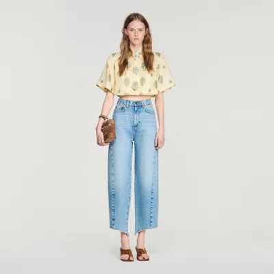 Sandro Paisley Print Crop Top In Yellow