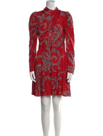 Pre-owned Sandro Paisley Print Knee-length Dress In Red