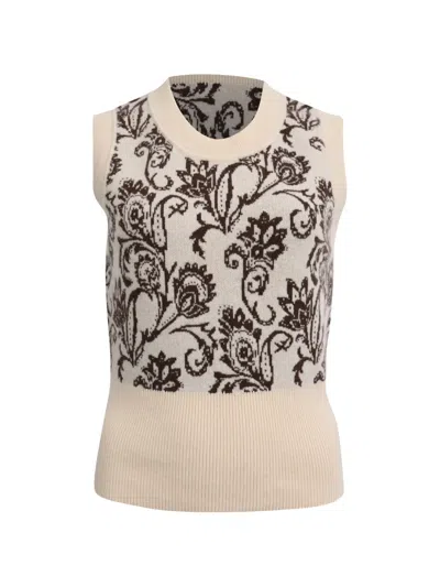 Pre-owned Sandro Paisley Print Knitted Vest In Neutrals