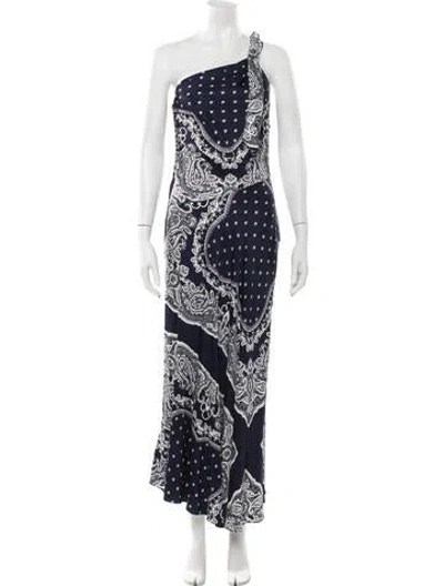Pre-owned Sandro Paisley Print Long Dress In Blue