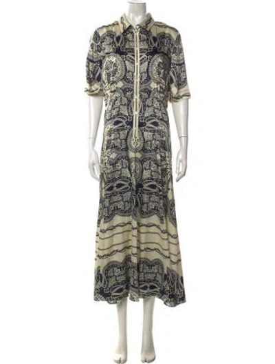 Pre-owned Sandro Paisley Print Long Dress In Blue/neutrals