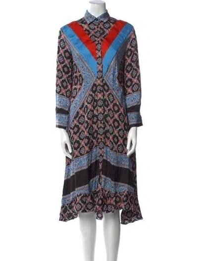 Pre-owned Sandro Paisley Print Long Dress In Multi