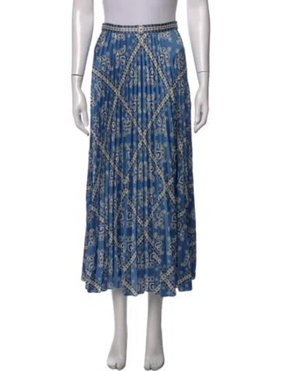 Pre-owned Sandro Paisley Print Long Skirt In Blue