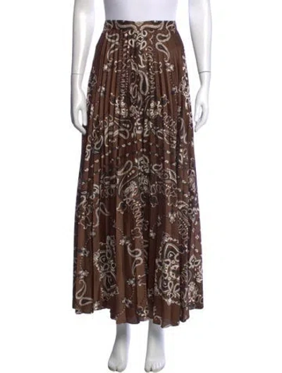 Pre-owned Sandro Paisley Print Long Skirt In Brown