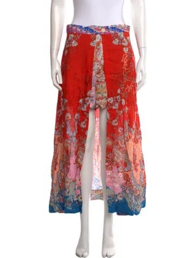 Pre-owned Sandro Paisley Print Long Skirt In Orange