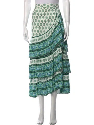 Pre-owned Sandro Paisley Print Long Skirt W/ Tags In White