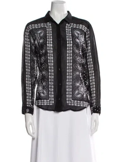 Pre-owned Sandro Paisley Print Long Sleeve Blouse In Multi