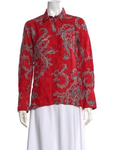 Pre-owned Sandro Paisley Print Long Sleeve Top In Red