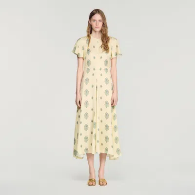 Sandro Paisley Print Maxi Dress In Yellow