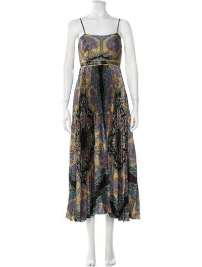Pre-owned Sandro Paisley Print Midi Length Dress In Black