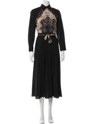 Pre-owned Sandro Paisley Print Midi Length Dress In Blue