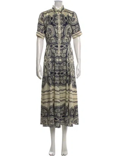Pre-owned Sandro Paisley Print Midi Length Dress In Blue/neutrals