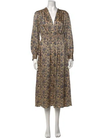 Pre-owned Sandro Paisley Print Midi Length Dress In Neutral
