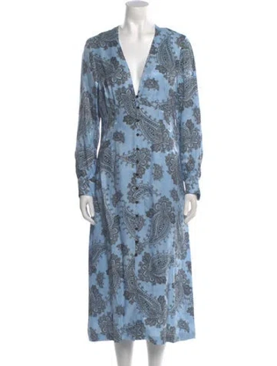Pre-owned Sandro Paisley Print Midi Length Dress W/ Tags
