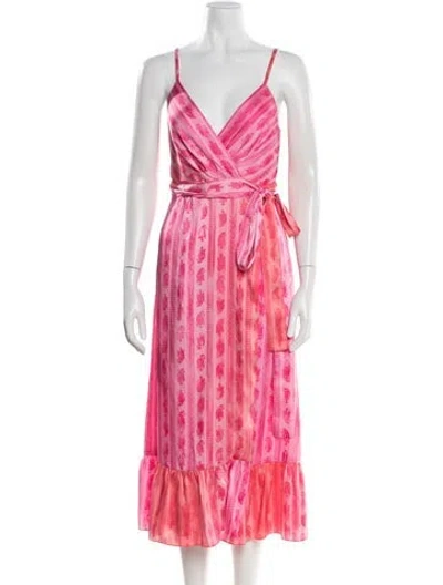 Pre-owned Sandro Paisley Print Midi Length Dress W/ Tags In Pink