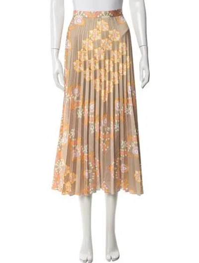 Pre-owned Sandro Paisley Print Midi Length Skirt In Neutrals/orange