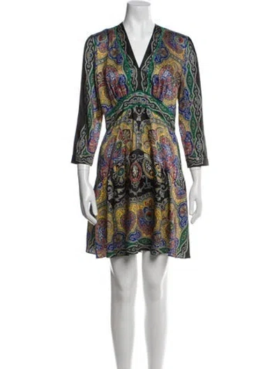 Pre-owned Sandro Paisley Print Mini Dress In Black