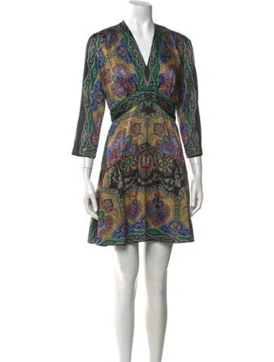 Pre-owned Sandro Paisley Print Mini Dress In Black