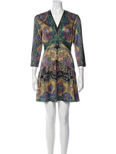 Pre-owned Sandro Paisley Print Mini Dress In Blue