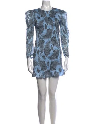 Pre-owned Sandro Paisley Print Mini Dress In Blue