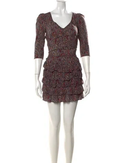 Pre-owned Sandro Paisley Print Mini Dress In Multi
