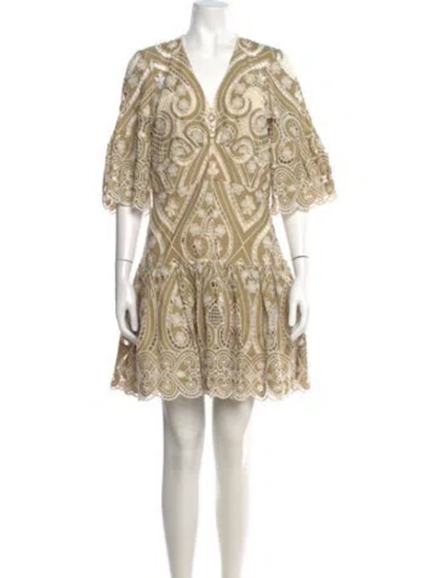 Pre-owned Sandro Paisley Print Mini Dress In Neutral