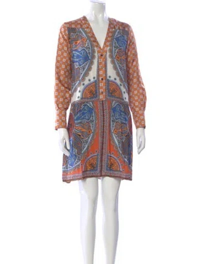 Pre-owned Sandro Paisley Print Mini Dress In Orange