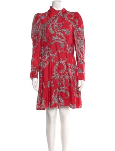 Pre-owned Sandro Paisley Print Mini Dress In Red
