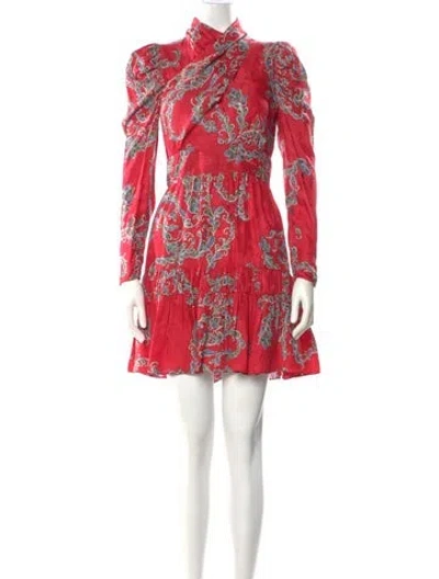 Pre-owned Sandro Paisley Print Mini Dress In Red