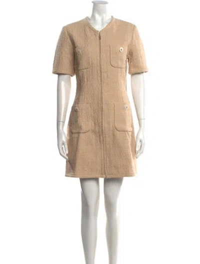 Pre-owned Sandro Paisley Print Mini Dress W/ Tags In Neutral
