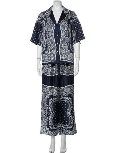 Pre-owned Sandro Paisley Print Pant Set In Blue