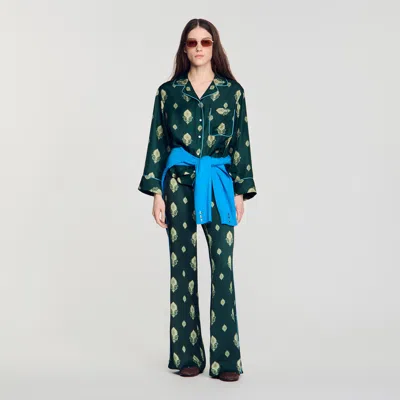 Sandro Paisley Print Pyjama Shirt In Green