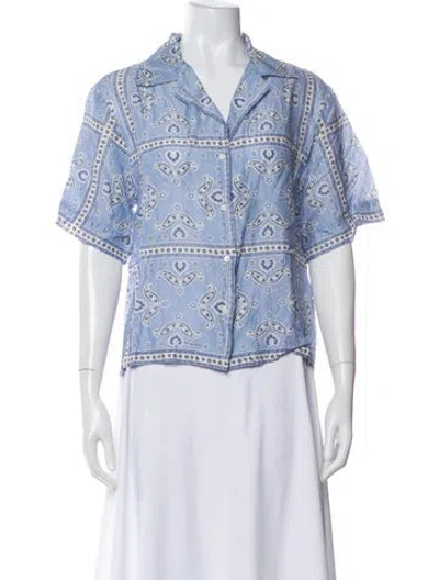 Pre-owned Sandro Paisley Print Short Sleeve Blouse In Multi